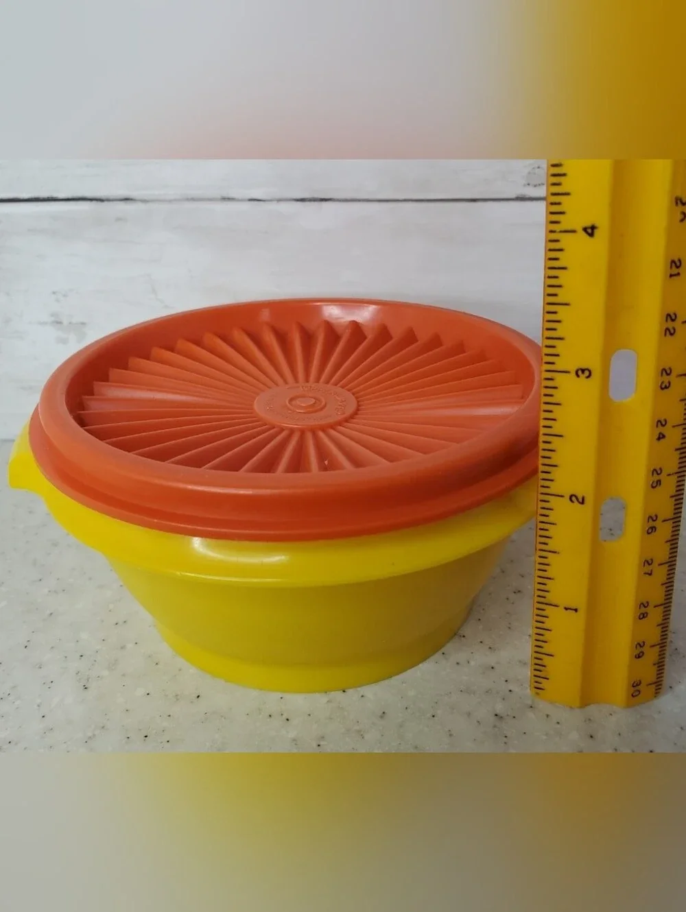 Tupperware Small #1323 Servalier Storage Container With Lid Harvest Yellow & Ora